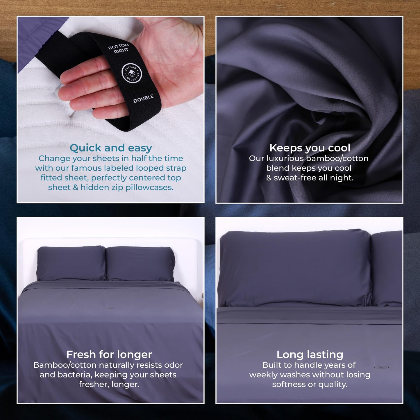 THE LAD COLLECTIVE 3.0 California King Bedding Set - 4-Piece Bedset w/Fitted Sheet, Top Sheet & 2 Standard Pillowcases [Duvet Not Included] - Bamboo-Cotton - Yosemite