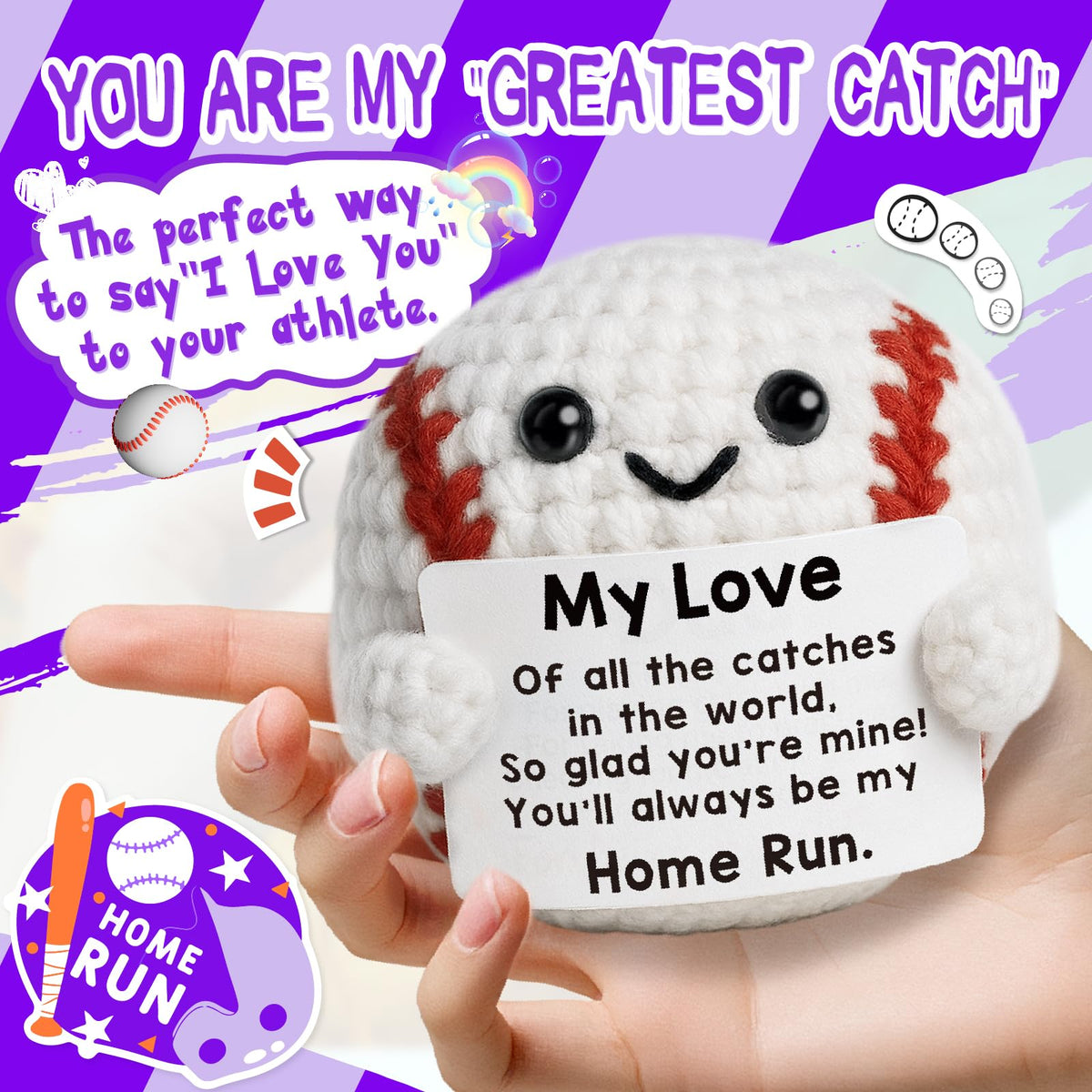 TKGIFTHOT Valentines Gifts for Him Her Boyfriend Girlfriend Crochet Baseball Gifts for Birthday Anniversary Valentines Day Romantic I Love You Gift for Husband or Wife