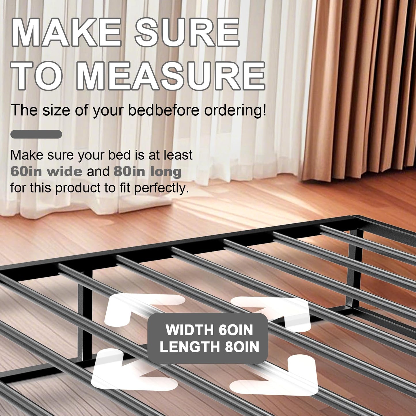 Imperius Folding Spring Box Bunkie Board,10MM, Bed Support Flat Noodles, Queen Size 60x80'' ﻿Light and Thin, Breathable, Noise Minimizing,Moisture Resistant Bunkieboards