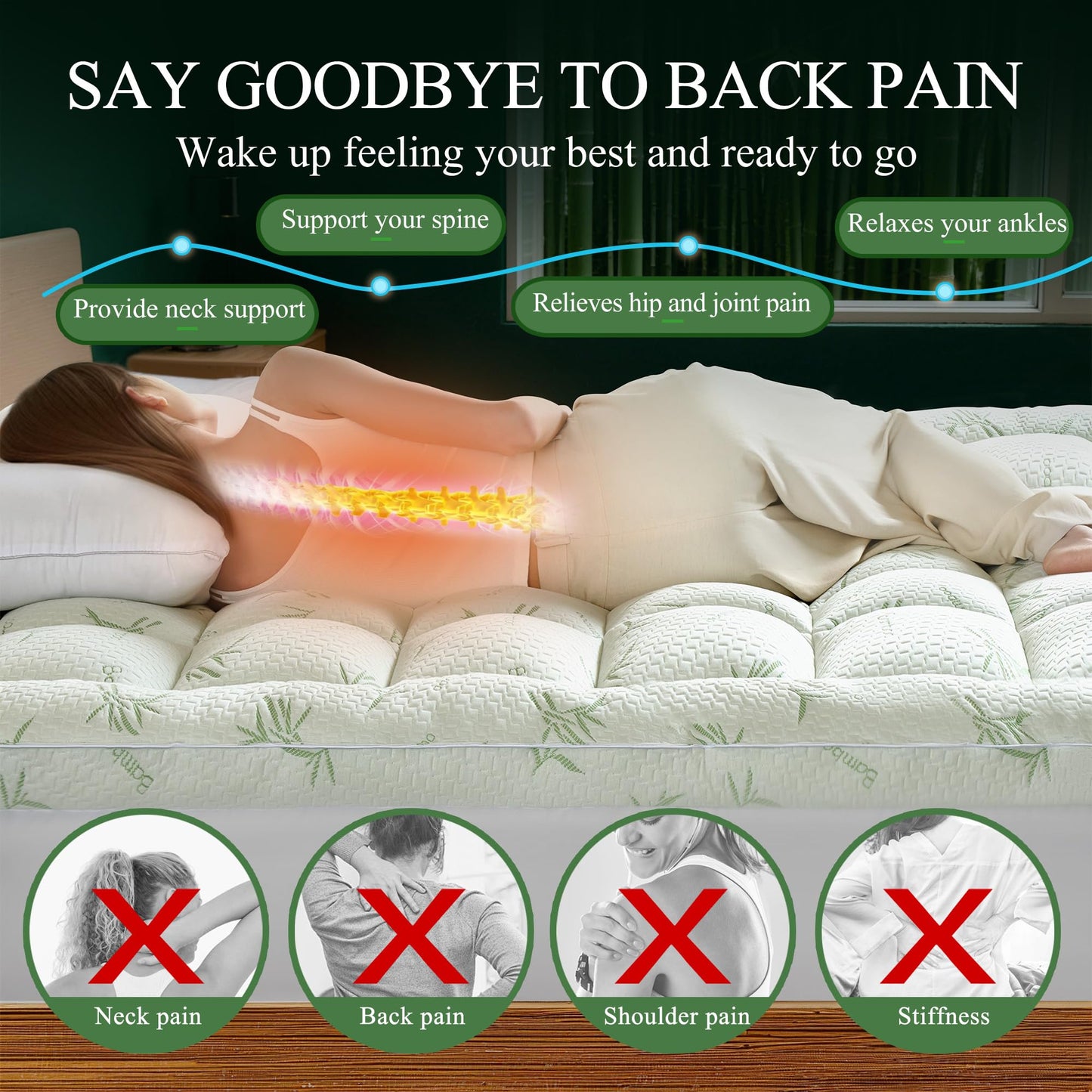 LUNESTRY King Mattress Topper, Plush Pillow Top Mattress Pad, 40% Rayon Derived from Bamboo-60 x83