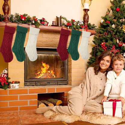KaKaPops Christmas Stockings, 18 Inches Knit Christmas Stockings Xmas Hanging Stockings for Family Christmas Decorations