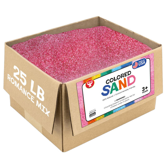 Hygloss Colored Sand – Romance Red, Pink & White Color Love Themed Craft Sand for Art, Valentine’s Day, Wedding, DIY Decor, Kids Party Crafts – 100% Natural & Environmentally Friendly (25 lb Bottle)