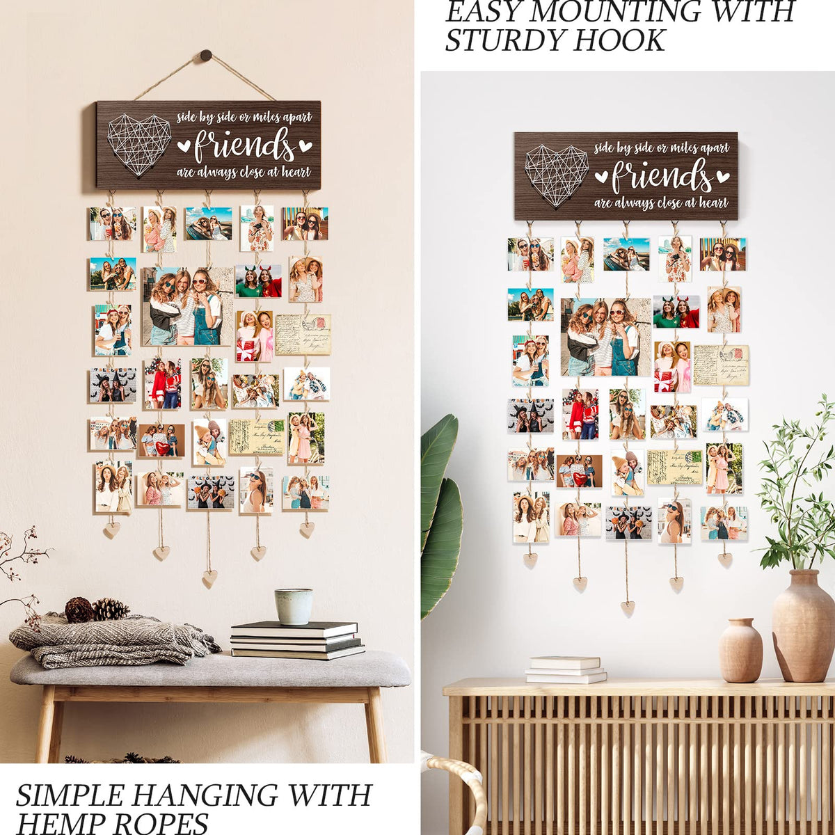 Best Friend Birthday Gifts for Women Teen Girls, Mothers Day Gifts for Best Friend Picture Frame, Long Distance Friendship Gift for BFF Besties Sister Photo Holder Hanging Photo Display Collage Frame
