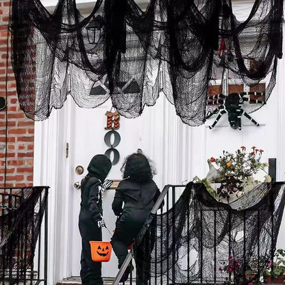 Niurui 400 x 39 inch Large Size Creepy Cloth Black Halloween Scary Spooky Cloth-Windows Doorways Gauze Cobweb Spider webs Decorations for Halloween Party Haunted House Decor
