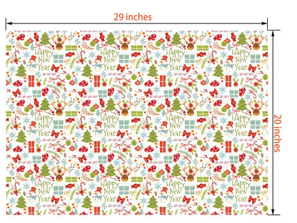 PlandRichW Christmas Wrapping Paper Folded for Kids Boys Girls Man Women Gift's. Papercraft Snowmen, Candy Canes, Tree, Socks, Snowflakes, Happy New Year Bulk of 12 Sheets 20"x 29" Folded