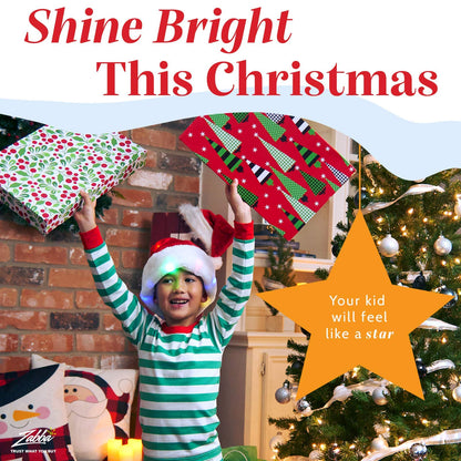 Winks Novelty Funny Light Up Santa Hat with Blinking Color-Changing LED Lights - Soft Plush Faux Fur Hat for Adults and Kids (1 Hat)