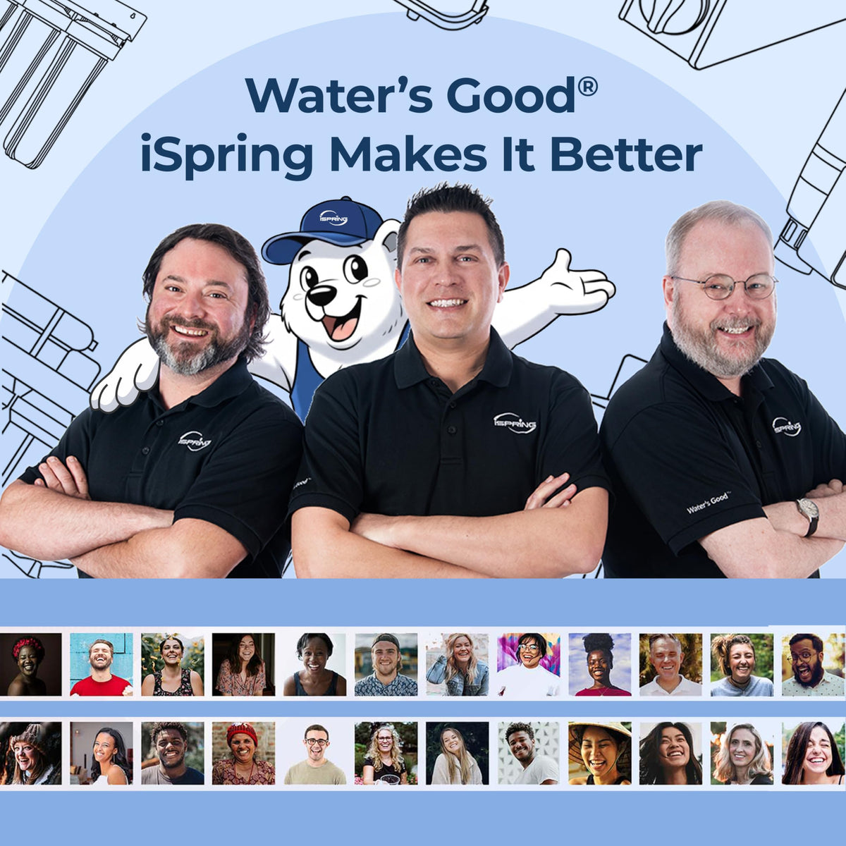 iSpring Whole House Water Filter System Ultimate PFAS Scale and Heavy Metals Protection Removes Up to 99% PFOA & PFOS with SGS-Tested Media, Jumbo Spin-Down Sediment Filter Model: WGB32B-PFKDS+WSP50J