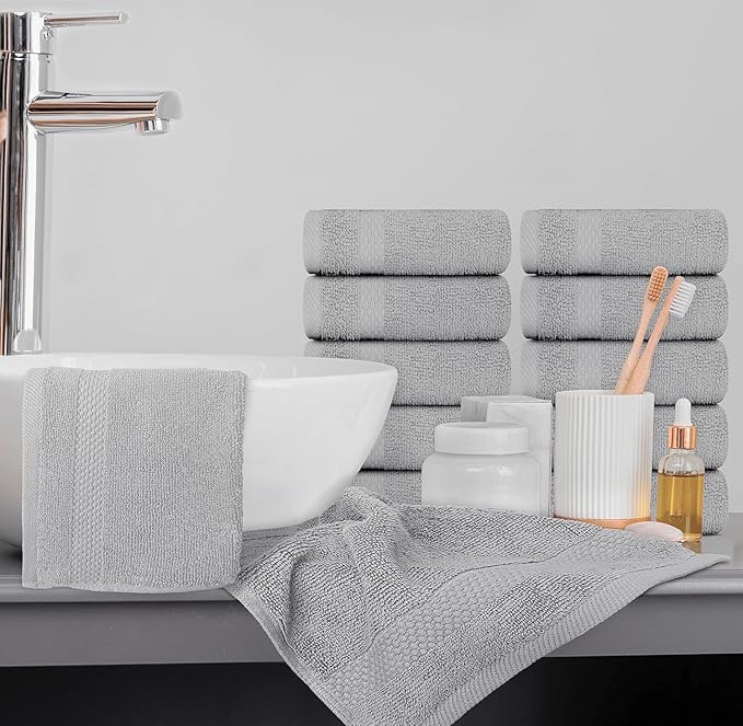 White Classic Luxury Cotton Washcloths 13x13 Inch