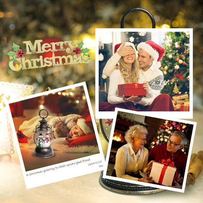 Christmas Snow Globes, Christmas Snowman Snow Globes Lantern with 8 Songs, 6H Timer Battery & USB Powered Glitter Music Box for Christmas Table Decorations Home Decor