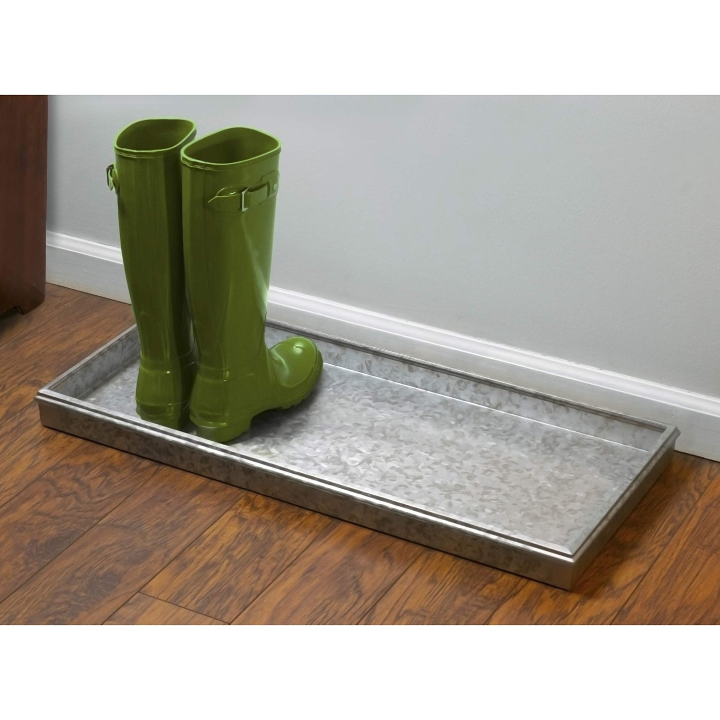 Good Directions Medium Boot Tray, Double Circles Multi-Purpose All Weather Decorative Boot Tray, Shoes, Plants, Garage, Patio Door, Pet Bowls, 30 inch Entry Indoor Shoe Tray, Galvanized Gray