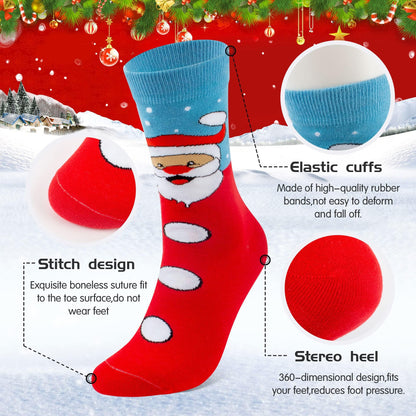 TENYSAF Fun Christmas Socks for Women - Funny Xmas Gifts for Female Novelty Cozy Crew Cotton Sock Set