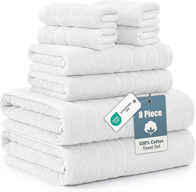 Casa Platino 100% Cotton Luxury Bath Towel Set 8 Pieces