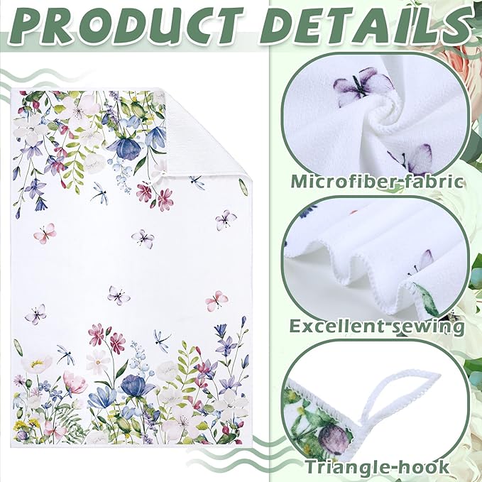 Geyoga 6 Pcs Spring Floral Kitchen Towels Flamingo Dish Hand Towels Sunflower