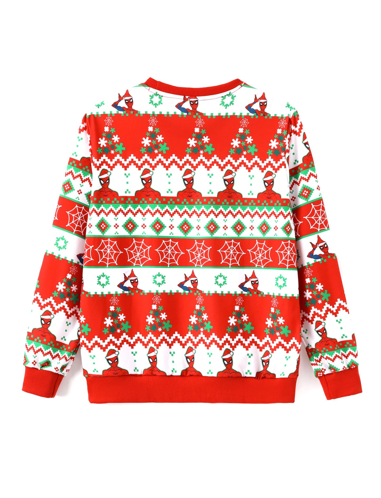 Marvel Family Sweatshirt Tops, Spider-Man Christmas Print Long Sleeve Casual Style Winter Pullover, Holiday Look Women Regular Fit, Red Sizes Medium