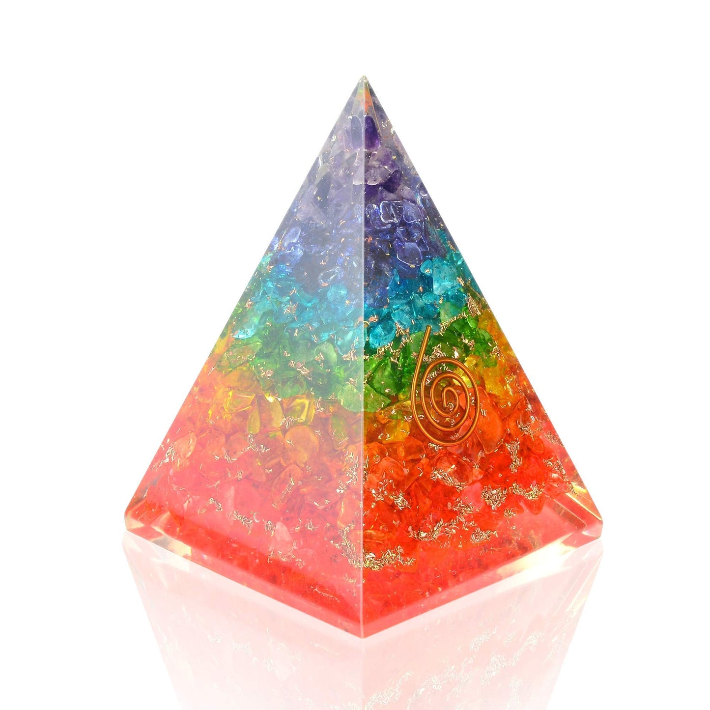 Orgonite Crystal Pyramid - Chakra Balancing Orgone Energy Generator Healing Stone Pyramid for Spiritual Healing, Reki Gift and Meditation (Crown Chakra Symbol)