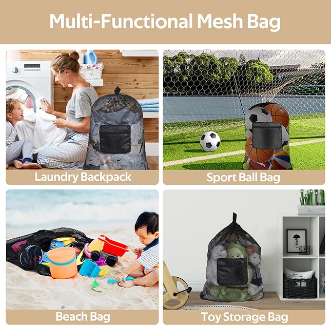 OTraki Mesh Laundry Bag Backpack 24x32 Inch Gym Drawstring Backpack Travel