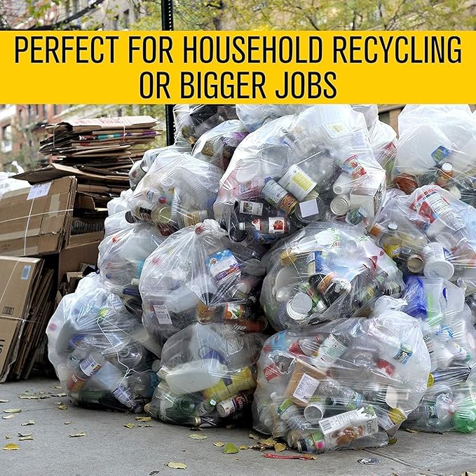 Aluf Plastics 45 Gallon 1.5 MIL Clear Garbage Bags