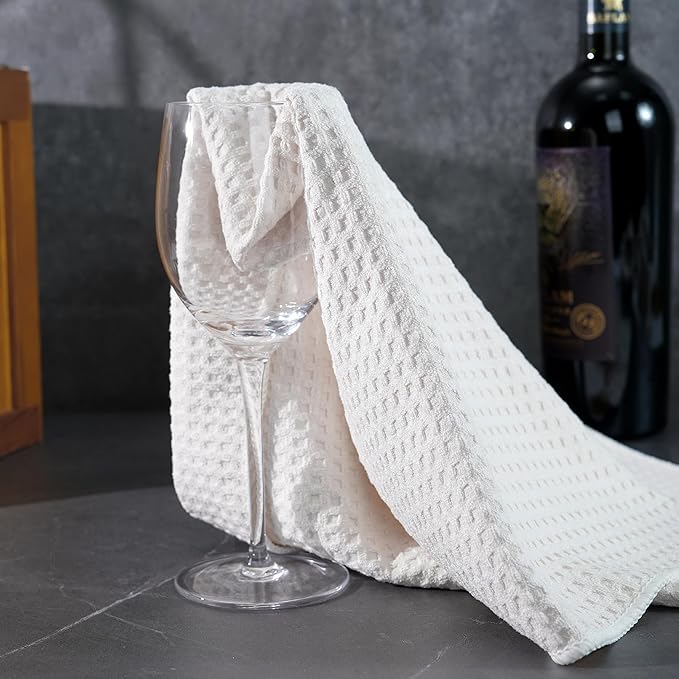 POLYTE Ultra Premium Microfiber Kitchen Dish Hand Towel Waffle Weave, 8 Pack