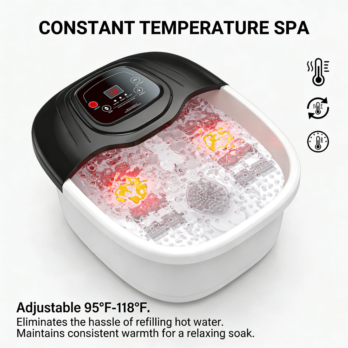 MODILIC Foot Soaking Tub, Foot Spa Bath Massager with Heat, Epsom Salt,Bubbles, Vibration and Red Light,Foot Soaker, Birthday Gifts for Mom Dad Women Men Her Him