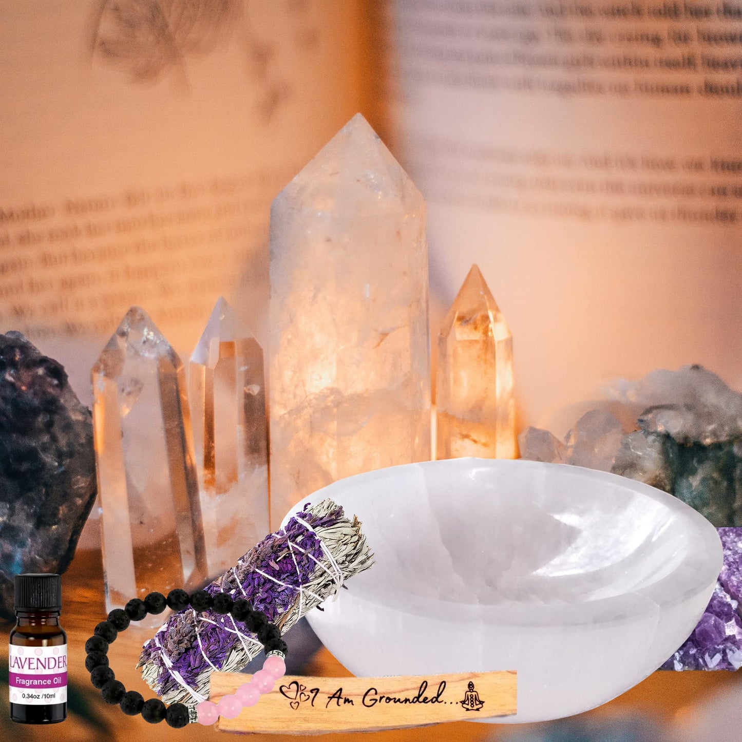 Worldly Finds Selenite Crystal Smudge Bowl 4 Inch, 6 Sizes, Hand-Carved, Moroccan Crystal Holder to Charge, Cleanse Crystals, Charging, Smudging Bowl, Spiritual Gifts, Wicca Supplies (4" Large)