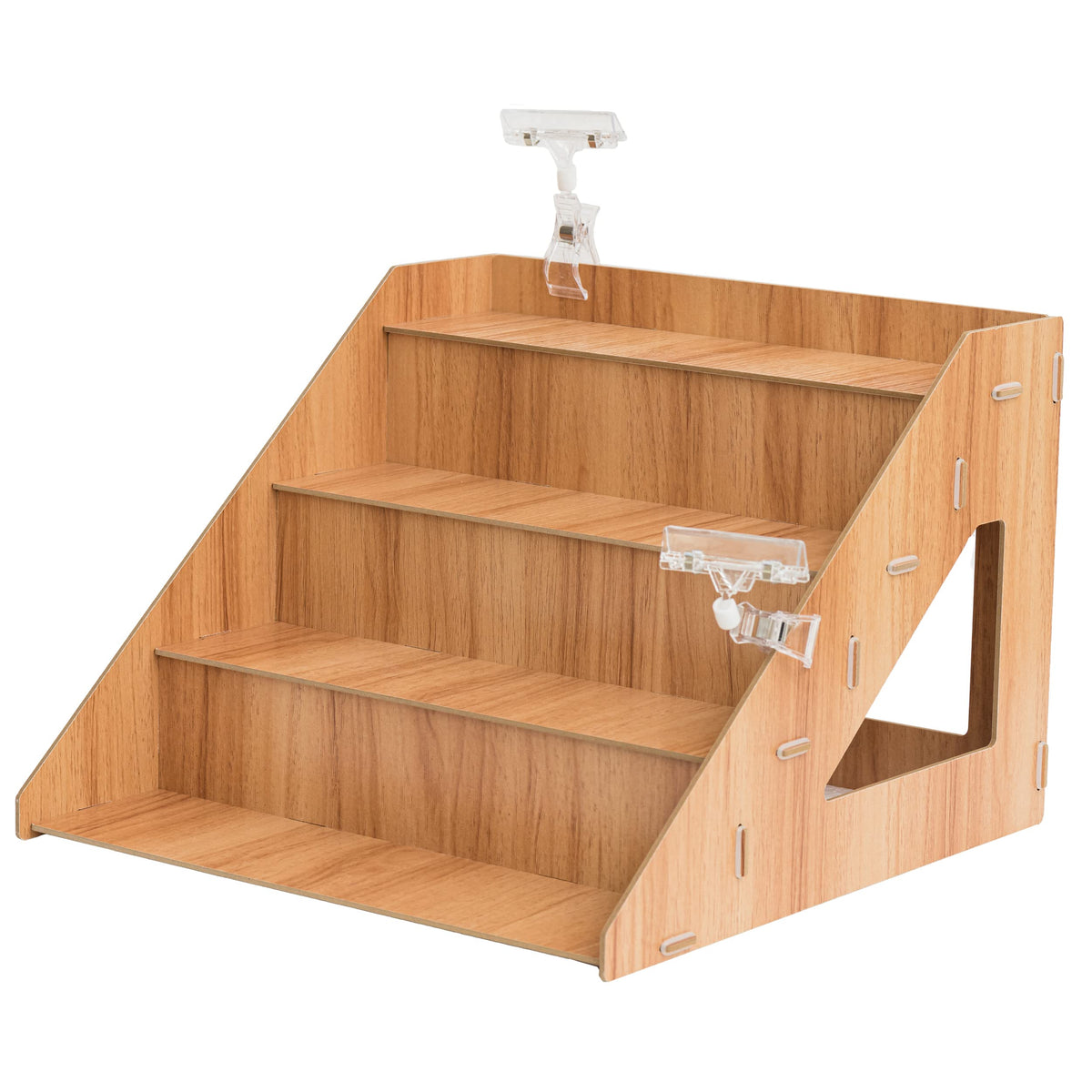 Tapeera 4-Tier Retail Wooden Display Riser - Farmers Market Craft Fair Display Rack - Candle Soap Display Stand for Craft Shows - Wood Countertop Pop Up Shop Display Rack for Tumblers Cupcakes Candy