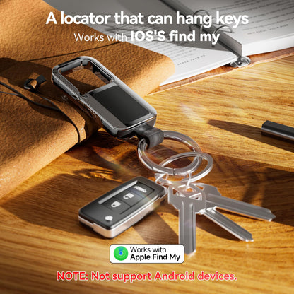Anit Lost Key Chain, Key Finder Works with Apple Find My, Zinc Alloy Waterproof IP67 120dB Loud Key Tracker with Locator Sound, Heavy Duty Key Ring for Men, Replaceable Battery, Black