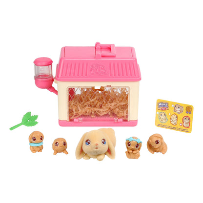 Little Live Pets - Mama Surprise Minis, Feed and nurture a Lil' Bunny Inside their Hutch so she can be a Mama, She has 2, 3, or 4 Babies with Surprise Accessories to Dress Up the Babies,