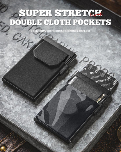 DUGRAFT Men's Pop-Up Credit Card Holder Wallet - Slim RFID Blocking Aluminium Metal Wallet with Coin Pocket, Holds 6+ Cards & Cash | Minimalist Gift Box Included - UK Mens Wallets Essentials
