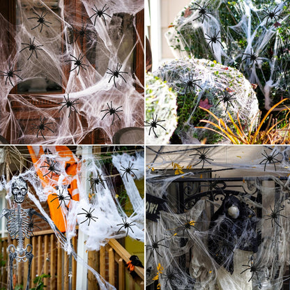 Oxivane Halloween Spider Webs Decorations 1000 sqft with 30 Fake Spiders, Super Stretchy Cobwebs for Halloween Decor Indoor and Outdoor Party Supplies
