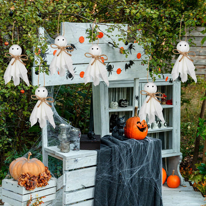 40 Pcs Small Halloween Ghost Hanging Ornaments, 4Inch Mini Halloween Cute Ghost Tree Ornaments Decor for Bedroom, Classroom, Yard, House Party
