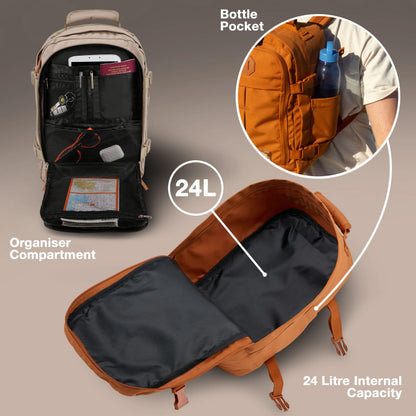 Cabin Max Metz 24L Cabin Bag 40x30x20 Backpack | Underseat Hand Luggage for Ryanair, EasyJet, Wizz Air & More – Travel Backpack Airline Approved - RPET Recycled Polyester