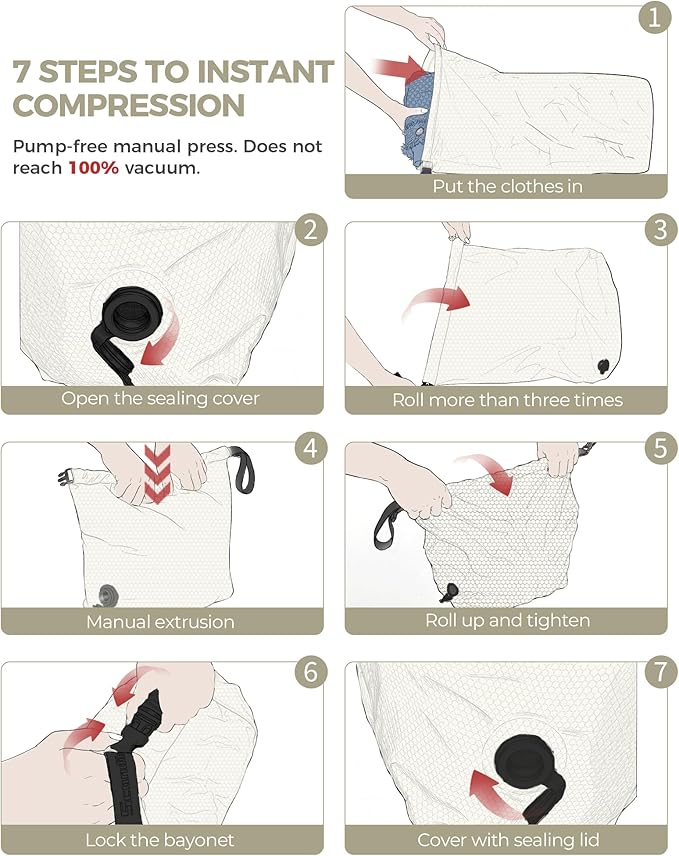 Travel Laundry Bag, Pump Free Vacuum Storage Bag Reusable Compression Dirty