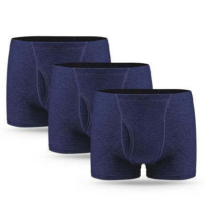 3 Pcs Men’s Incontinence Pants Incontinence Boxer Brief with Absorbent Pad 300 ML Urine Volume Cotton Washable Reusable Leakproof Incontinence Pants for Men Blue Size XL