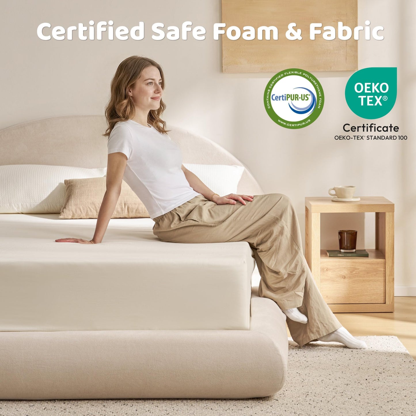 RECCI AirFrame Half-Moon Upholstered California King Platform Bed Frame, Velvet Curved Arched Base with Headboard, 5 Inch Fully Round Cushioned Foam, No Box Spring Needed, Easy Assembly