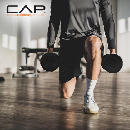 CAP Barbell Rubber Coated Dumbbell Weight Set with Vertical Rack | 100 lb, 150 lb, and 210 lb Options