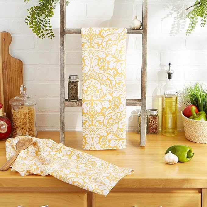 DII Cotton Dish Towel Set Damask Print