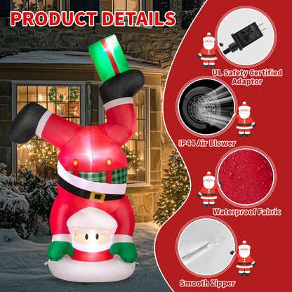 Christmas Inflatables Outdoor Decorations, 8 FT Handstand Santa Claus with 3 LED Lights Large Blow Up Yard Decor, Christmas Party Outdoor, Yard, Garden, Lawn Winter Decorations Ornaments