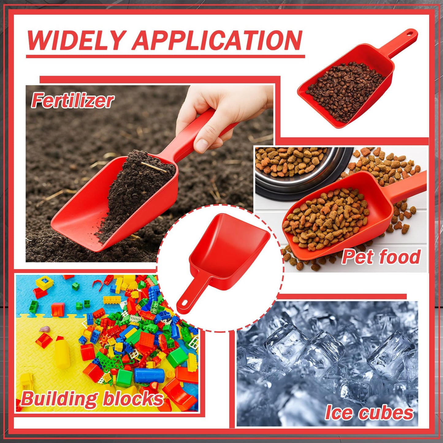 Relaxweex 4 Pack 32 oz Plastic Ice Scoop, Heavy Duty Utility Plastic Hand Scoop for Ice Machine, Flour, Coffee Beans, Pet Dog Food, Large Kitchen Shovel Tool for Restaurant, Bar, Pantry Storage