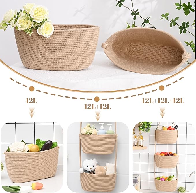 Hanging Basket, 3-Tier Wall Baskets, Over the Door Organizer