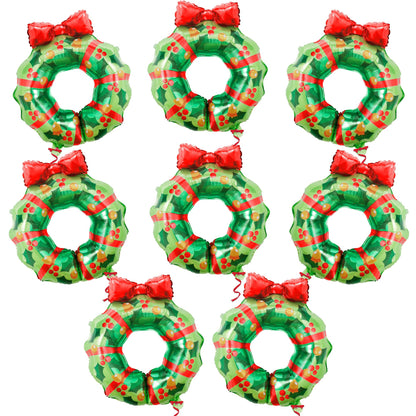 KatchOn, Large Christmas Wreath Foil Balloons – Pack of 8 | Christmas Decorations Indoor | Green Foil Balloons with Red Bow for Holiday Celebrations, Family Gatherings | Indoor Outdoor Festive Décor