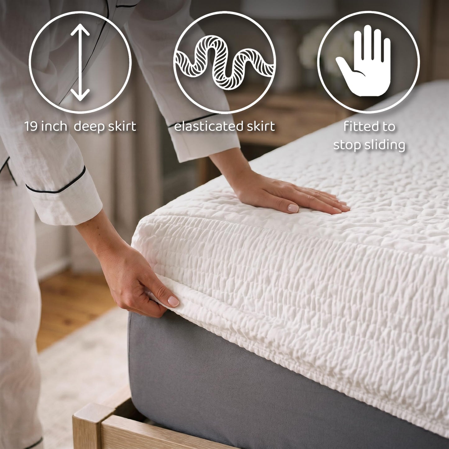 PAULATO BY GA.I.CO Twin Waterproof Mattress Protector – Fitted Sheet Style, Breathable & Noiseless, Deep Pocket Up to 19”, Soft Polyester Mattress Cover (Twin)