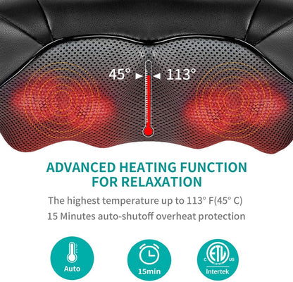 Nekteck Neck Massager for Pain Relief Deep Tissue, FSA Eligible Shiatsu Back Massager with Heating 3D Kneading Massage Pillow for Shoulder Leg Muscle, Office Home Car Use, HSA Eligible, Plug-in Use