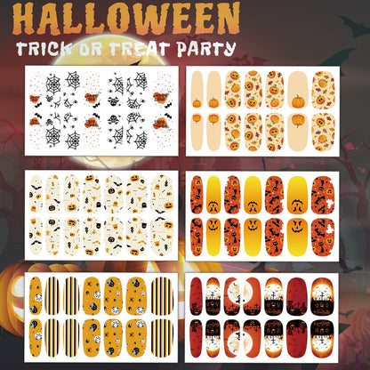 TailaiMei 12 Sheets Halloween Nail Wraps Stickers Nail Polish Strips Self-Adhesive Full Wraps with 2 pcs Nail Files for DIY Nail Art Decals (Pumpkin Style)