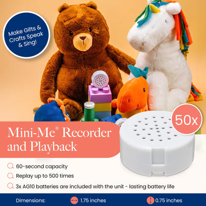 VOICEGIFT Mini-Me, 60-Second Multi-Message Audio Recorder for Plush Toys, Quilts, Pillow, Crafts, Playful Mini Voice Gift Inserts for Custom Sound Gifting & DIY Projects 1-Pack