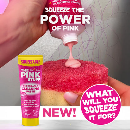 The Pink Stuff Squeezable Cleaning Paste 300g with SQeeZY Scrubber Sponge | Powerful Multi Purpose Surface Cleaner for Kitchen, Bathroom, Cookware, Tiles, Showers, and More