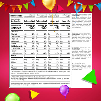 Party Candy Assortment 3 Pound Bag | Popping Rocks, Lollipops, Gum, Fruit Chews, Caramels, Taffies - Approx. 220 Count | Bulk Halloween Candy for Pinata & Goody Bags