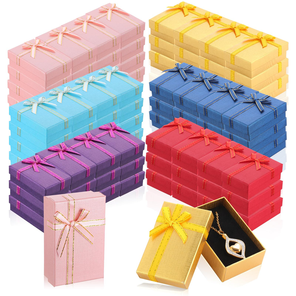 Yinkin 96 Pcs Jewelry Gift Boxes Bulk, Small Jewelry Packaging Box with Lids, Rings Earrings Necklaces Bracelet Pendant Display Case for Travel, Birthday, Holiday, Party Supplies 3.1 x 2 x 1.1