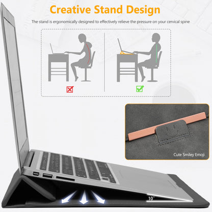 HYZUO 13.3-14 Inch Laptop Sleeve Case with Stand for MacBook Pro 14 M4/M3/M2/M1 2025-2021, MacBook Air/Pro 13.3, 13.8/13.5 Surface Laptop, HP Spectre X360 13/14, Space Grey(Smiley)