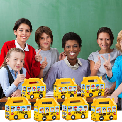 ojustbeok 24Pcs School Bus Party Treat Boxes School Bus Gift Box Party favor Yellow School Bus Goodie Gift Boxes for Kids Classroom Decorations Welcome Back to School Birthday Baby Shower Supplies