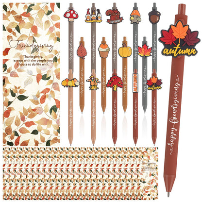 Ctosree 20 Sets Friendsgiving Party Favors Bulk Thanksgiving Fall Pens with Maple Leaf Bookmarks Turkey Pens Thanksgiving Gifts for Friends Families Coworkers Employee Holiday Office Party Souvenirs